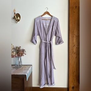 Washed Lavender Raw Linen Jumpsuit